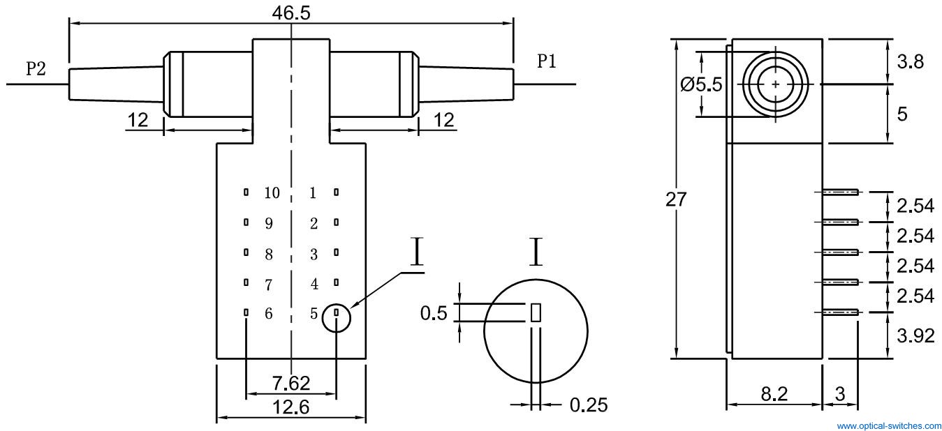 1X1 Optical Switch Dimension