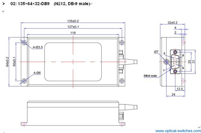 1X12 Optical Switch Dimension