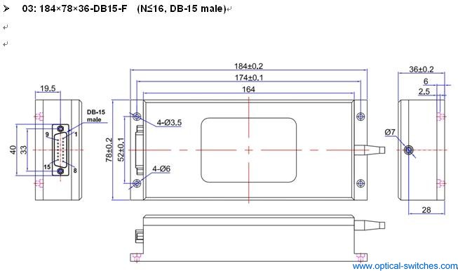 1X16 Optical Switch Dimension