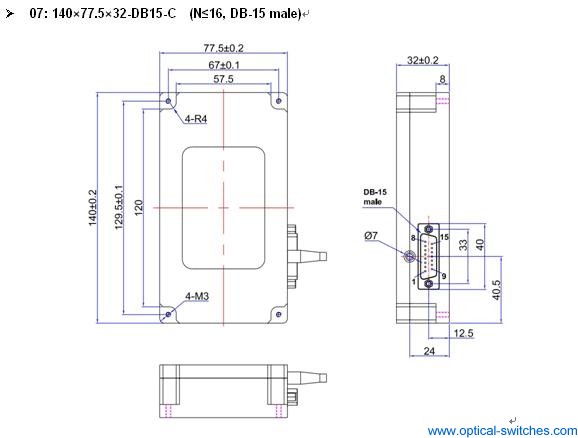 1X16 Optical Switch Dimension