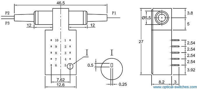 1X2 Optical Switch Dimension