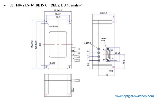 1X32 Optical Switch Dimension