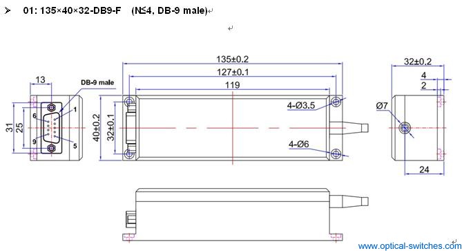 1X4 Optical Switch Dimension