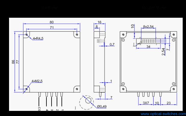 1X4 Fiber Optic Switch 1X4 Optical Switch Dimension