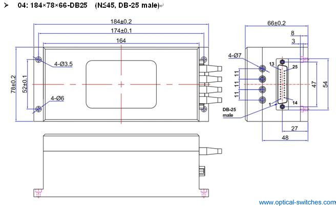 1X45 Optical Switch Dimension