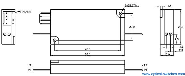 2X2 Optical Switch Dimension