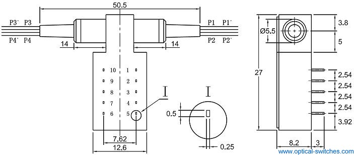 Dual 2X2 Optical Switch MM Dimension