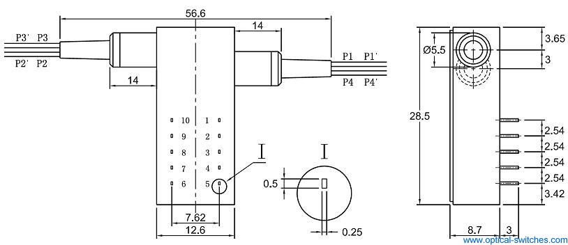 Dual 2X2 Optical Switch SM Dimension