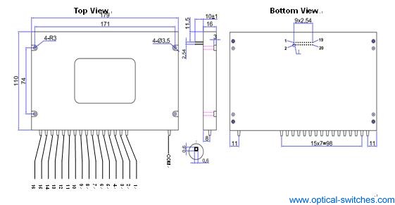 1X16 Optical Switch Dimension