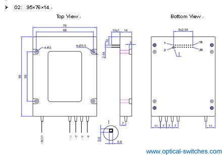 1X4 Optical Switch Dimension