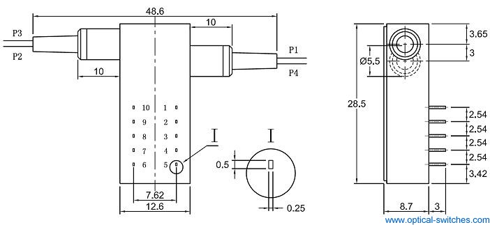 2X2 Optical Switch SM Dimension
